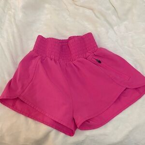 Pink Elastic Waist Shorts